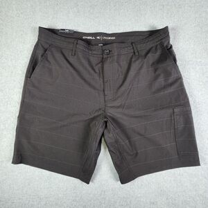 O'Neill‎ Crossover Shorts Mens 40x10 Black Striped Multiple Pockets Drawstring